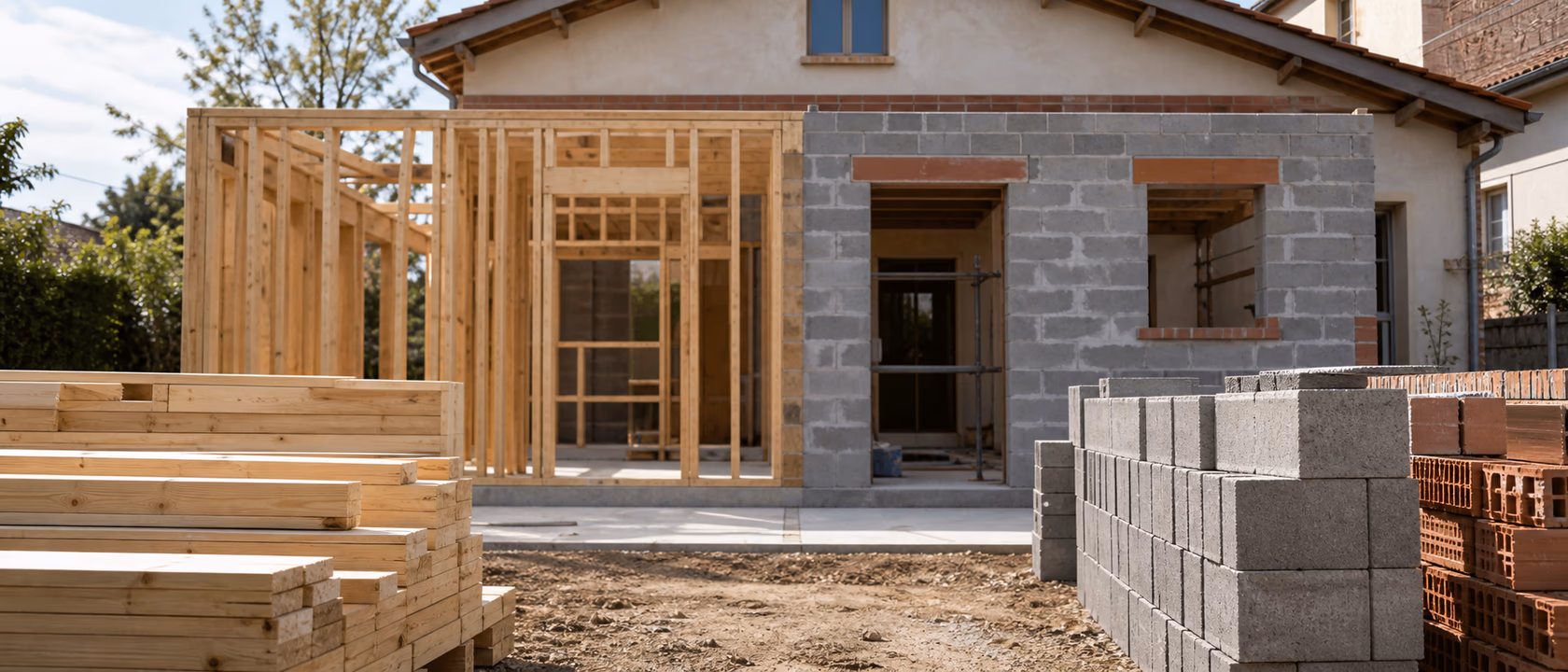 Matériaux maçonnés pour une extension de maison