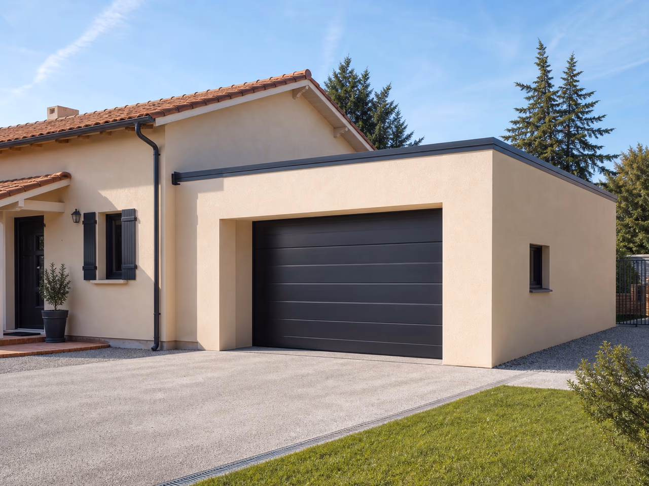 Garage accolé contemporain avec buanderie à Muret