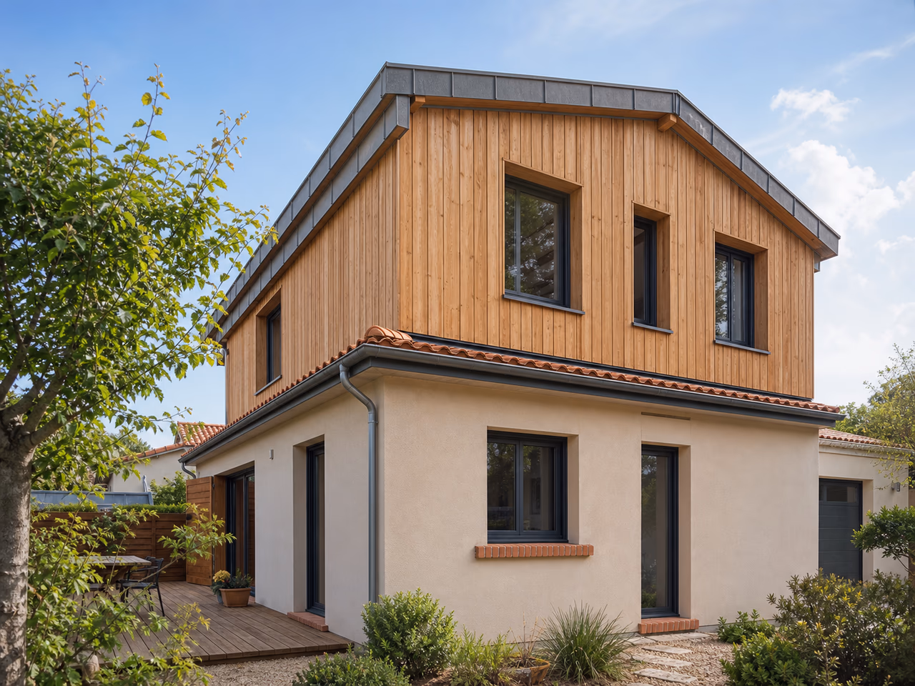 Maison avec étage ajouté en ossature bois à Balma
